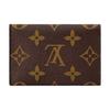 Louis Vuitton Slim Color Block Design Gold Button Closure Coated Canvas Card Holder Women Card Holder Brown Silver M26680