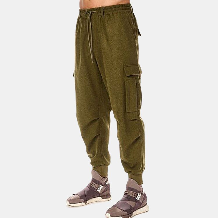 Y-3 FW22 Однотонные брюки-карго с завязками на завязках, мужские брюки, зеленые HT4476