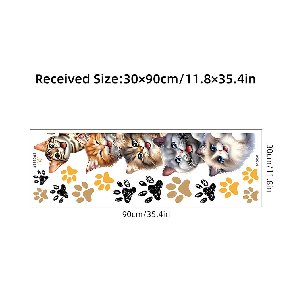 Cute Cats Wall Stickers for Door Home Decor Living Room Background Decals Bedroom Decoration