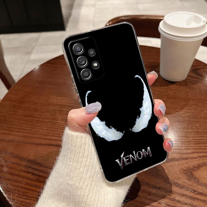Прозрачный чехол с артом Marvel Black VENOM для Samsung Galaxy A57 A37 A56 5G A36 Чехлы A55 A54 A35 A26 A07 A17 A16 A06 A36 A15 Мягкая обложка