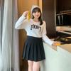 Autumn Preppy Style Plus Size High Waist Pleated Skirt for Women