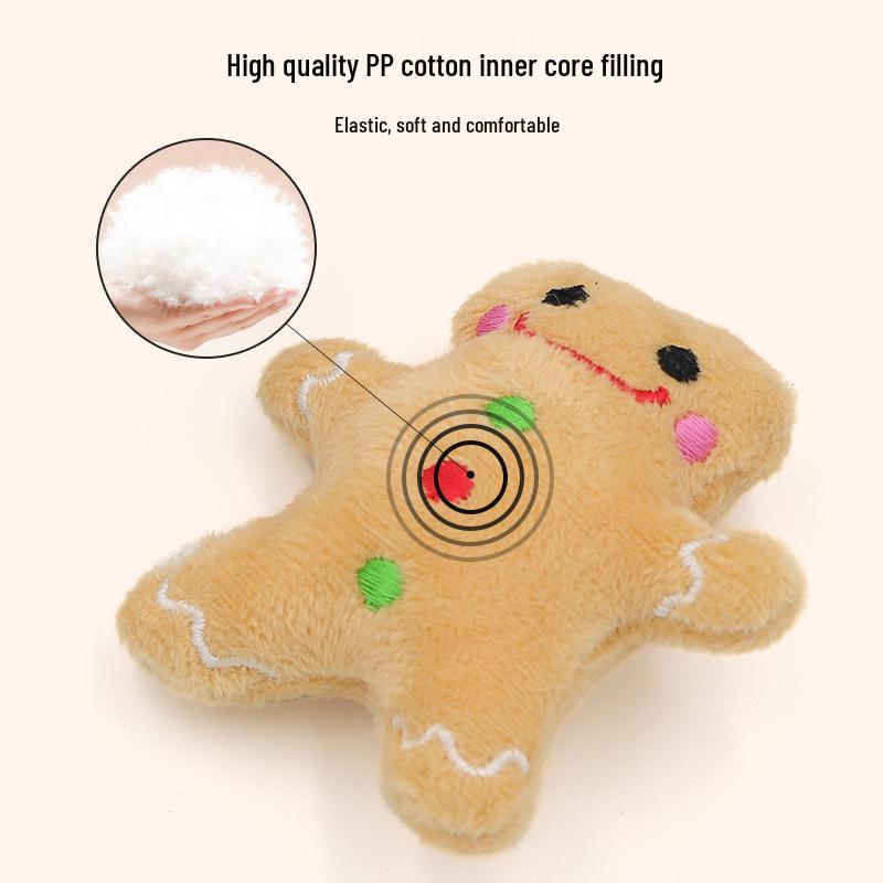 Christmas Reindeer Gingerbread Santa Plush Catnip Toy for Cats