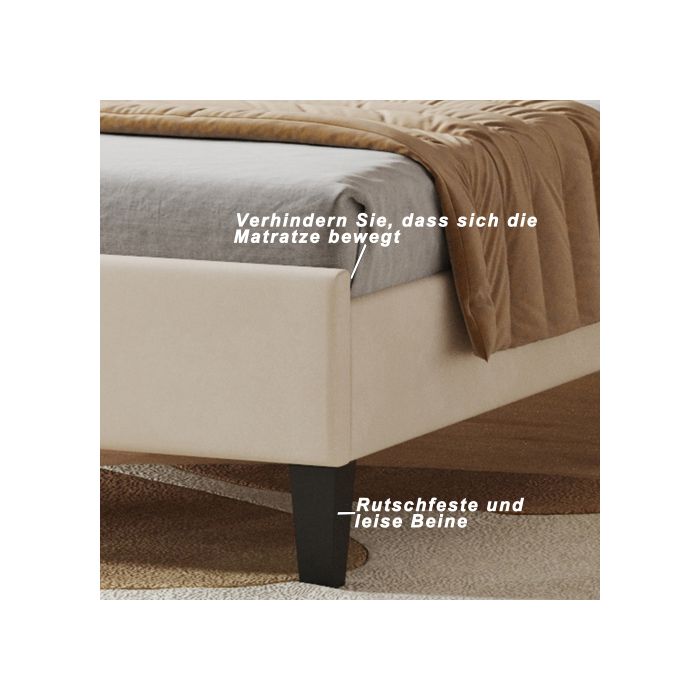 Lit d'enfant - MUVOE - 90 x 200 cm - Beige - Tête de lit fleurie - Montage facile