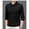 Men S Long Sleeve Knit Polo Shirt Striped Casual Middle Age T Shirt