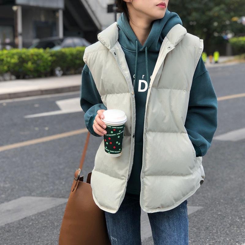Cotton vest women's winter new Korean version thickened sleeveless outer wear vest stand-up collar warm jacket 9010