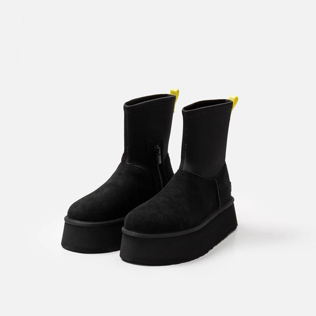 Коричневая обувь для женщин Черный круглый носок Массивная носок Замшевые женские зимние ботинки Ботинок на платформе Женский готический Распродажа Шикарный и элегантный