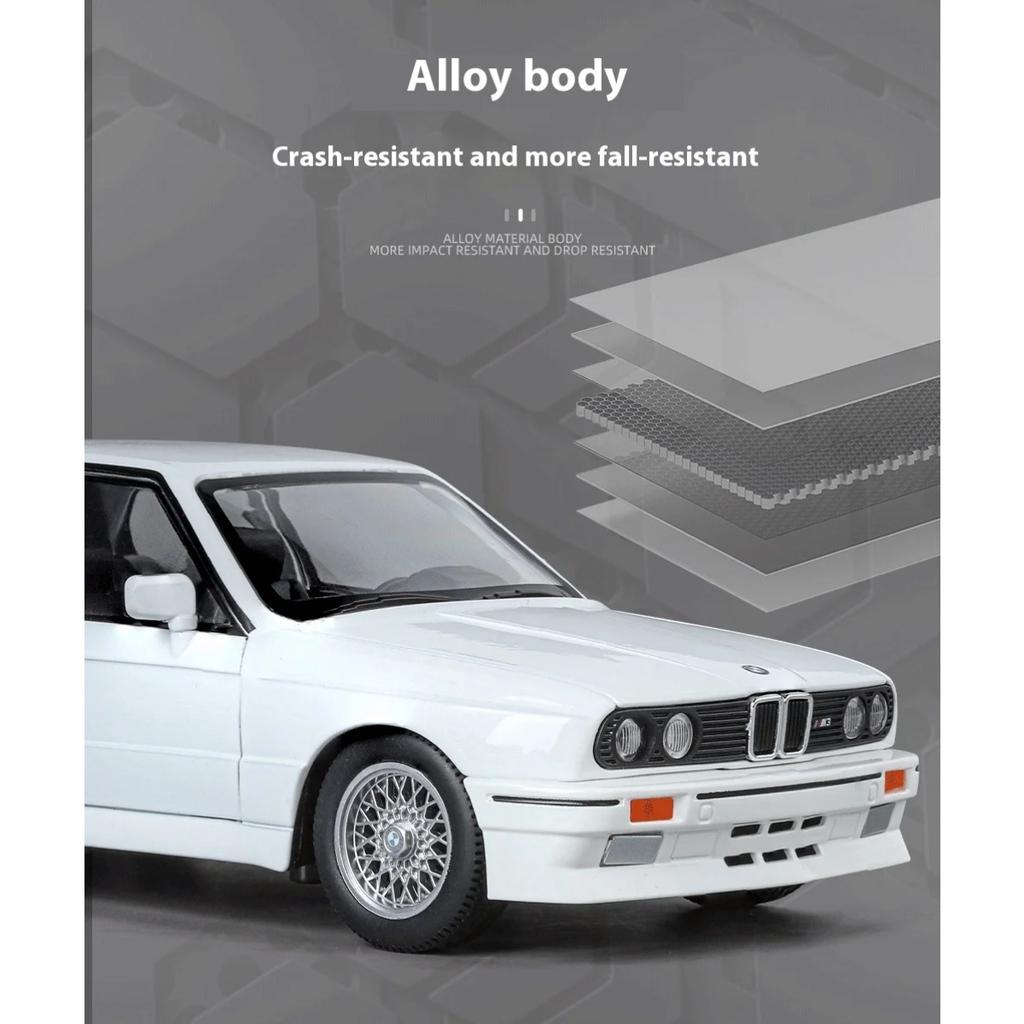 Масштаб 1/24 BMW M3 E30 1988 Суперкар Сплав Модель Гоночный Автомобиль Игрушка Литой Металл Звук и Свет Автомобильные Игрушки для Детей Подарки Транспортное Средство