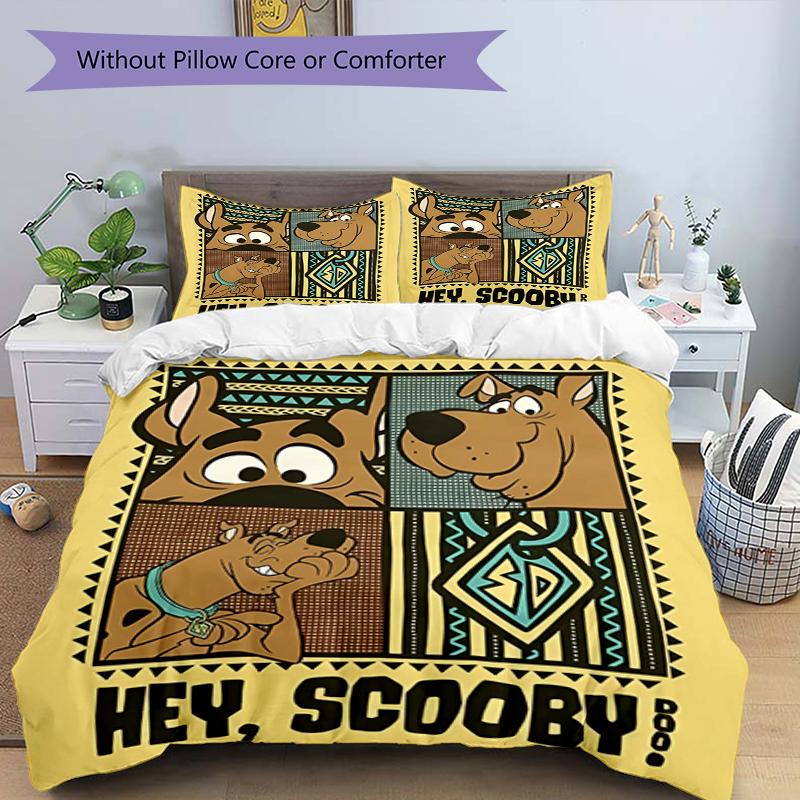 3 шт. Комплект постельного белья Scooby-Doo Пододеяльник на молнии Включает 1 пододеяльник и 2 наволочки, Мягкий и удобный для всех сезонов.