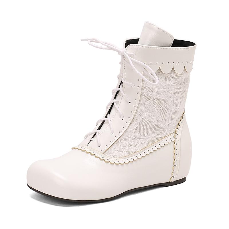 Модный дизайн женские ботильоны на щиколотке с круглым носком, внутренняя высота, шнуровка, большой размер 48 49 50, модные ботильоны для свиданий, весна-осень, новинка