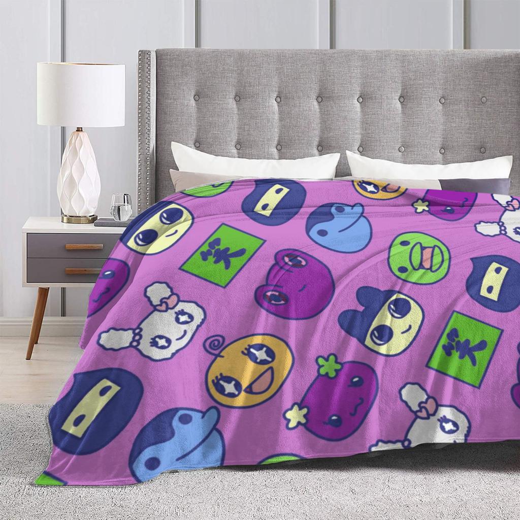 Tamagotchis Cartoon Blanket Cover Flannel 90s Electronic Pets Super Warm Throw Blanket for Airplane Travel Bedroom Quilt