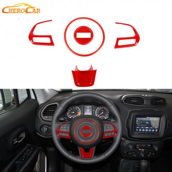 Steering Wheel Decor Cover Trim Overlay Kit for Jeep Renegade 15-23 Accessories