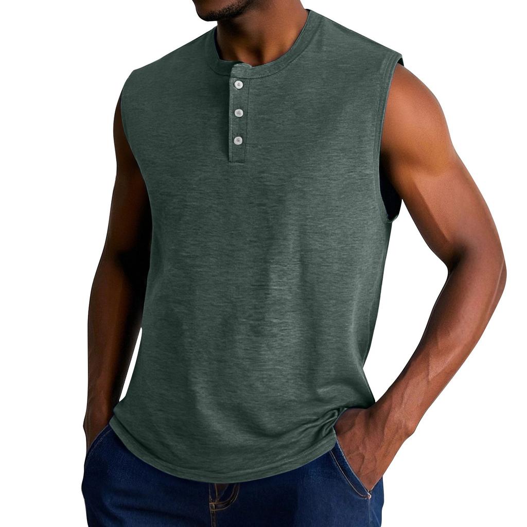 Men's Summer Solid Color Sports Buttons Vest Men's Sports Casual Vest
