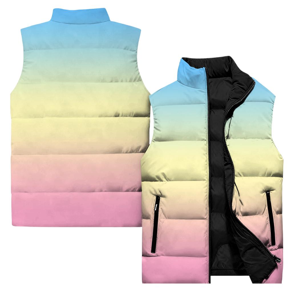 Ladies' Casual And Fashionable Sleeveless Vest Gradient Color Printing Cotton Jacket