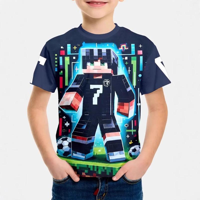 Детская футболка с 3D-принтом, футболка с короткими рукавами для мальчиков, детская летняя одежда с рисунком аниме, футболка с круглым вырезом