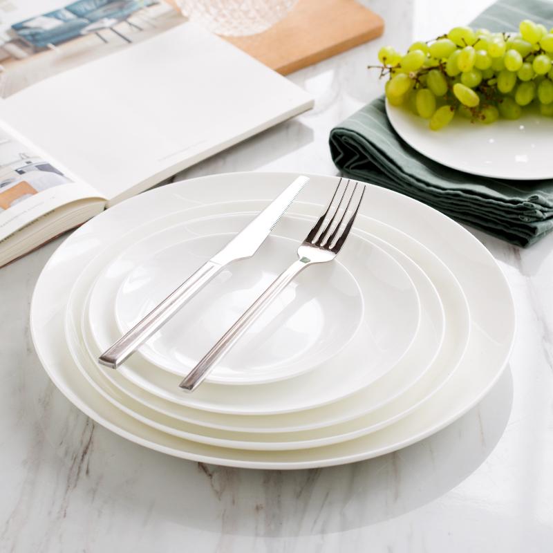 8 дюймов, простые белые костяные фарфоровые старинные круглые глубокие тарелки, белый керамический поднос, японский стиль, обеденная сервировочная тарелка