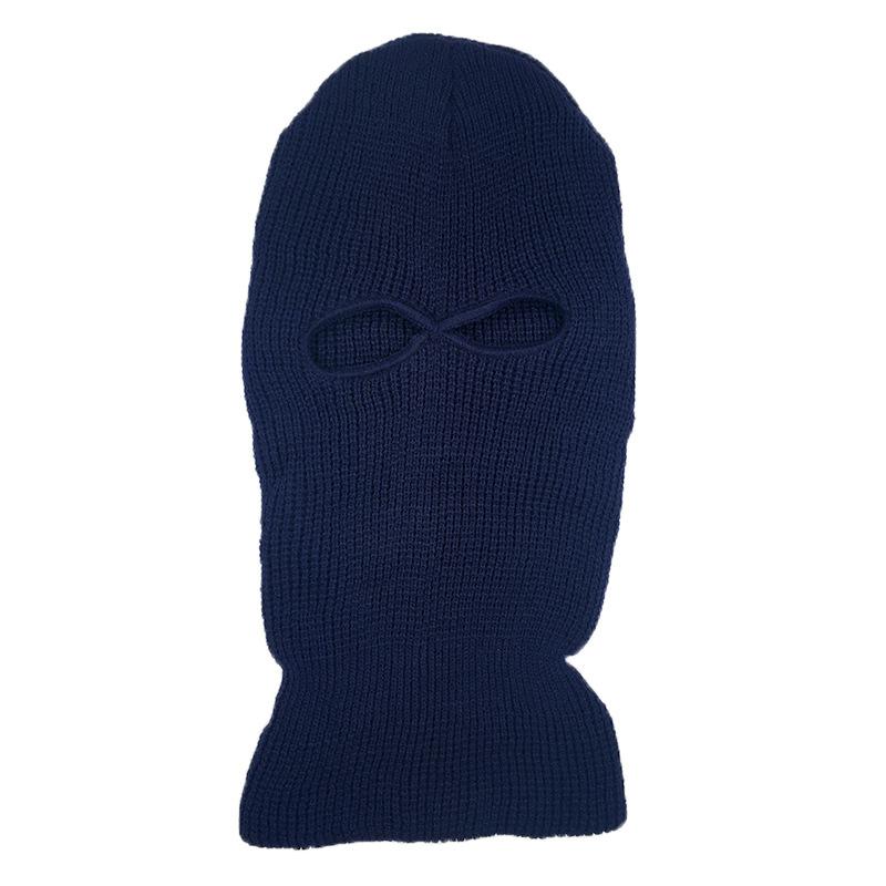 Autumn and winter thermal mask spot headgear skiing cold riding two-hole wool knitted hat sports headgear mask