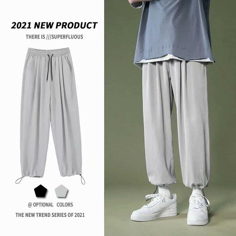 Мужские корейские летние повседневные брюки Ice Silk с широкими штанинами