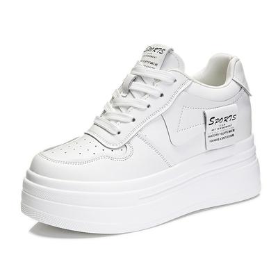 Мода 8СМ Коровья Натуральная Кожа Женские Удобные Повседневные Женские Вулканизированные Женские Платформа Весна Осень Высокий Бренд Дышащие Кроссовки