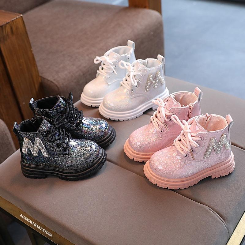 Toddler Kids Versatile Boots Autumn Cozy Cotton Girls Snow Boots Waterproof Sparkly Little Children Plush Boots for Party I07258
