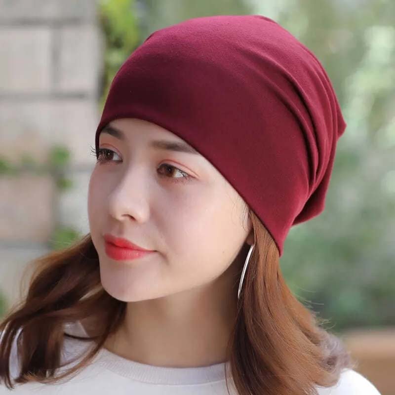 WTEMPO Solid Color Soft Nightcap Women Thin Slouchy Beanie Casual Cotton Maternity Hats Fashion Unisex Slouch Hip-pop Beanie