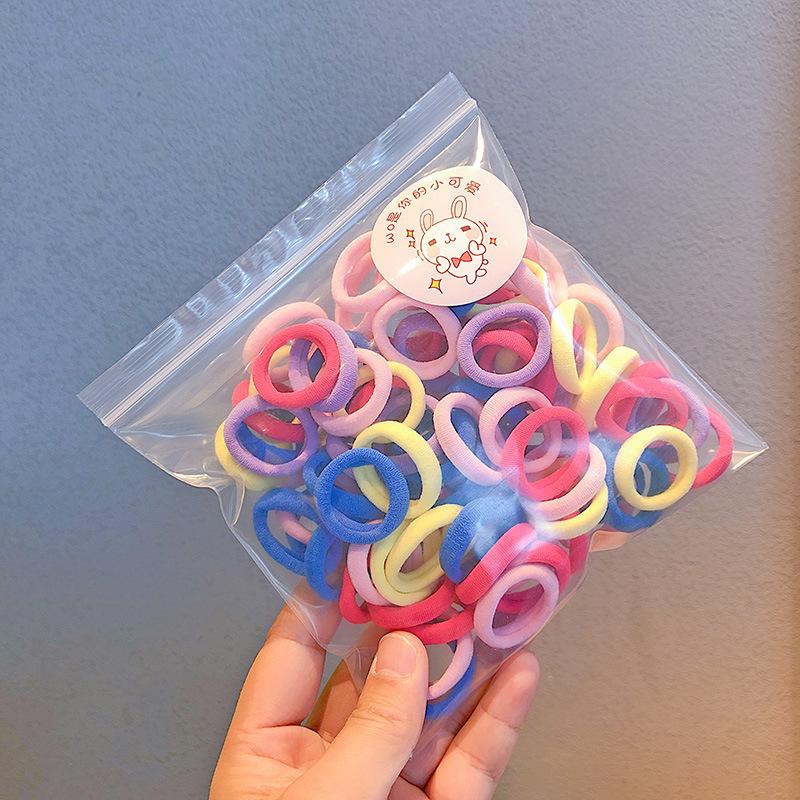 100 шт. эластичная детская веревка для волос ярких цветов, круг для волос, детские аксессуары для волос