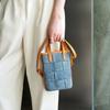Женская сумка из натуральной кожи, Повседневная и универсальная, Женская сумка кроссбоди, Модная сумка из денима и кожи растительного дубления