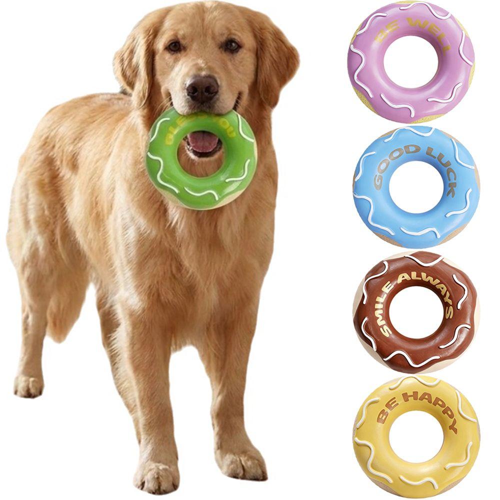 Latex Donut Dog Toy Bite Resistant Pet Chew Toy Self-Entertainment Squeaky Dog Toy  Teeth Grinding