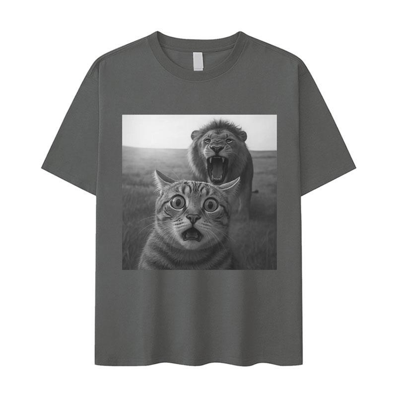 Humor Cat High Quality Print Shortsleeved Tshirts Unisexs Cozy Pop Oversized Tshirts Summer Casual Y2K Tops Hot Sale Streetwear
