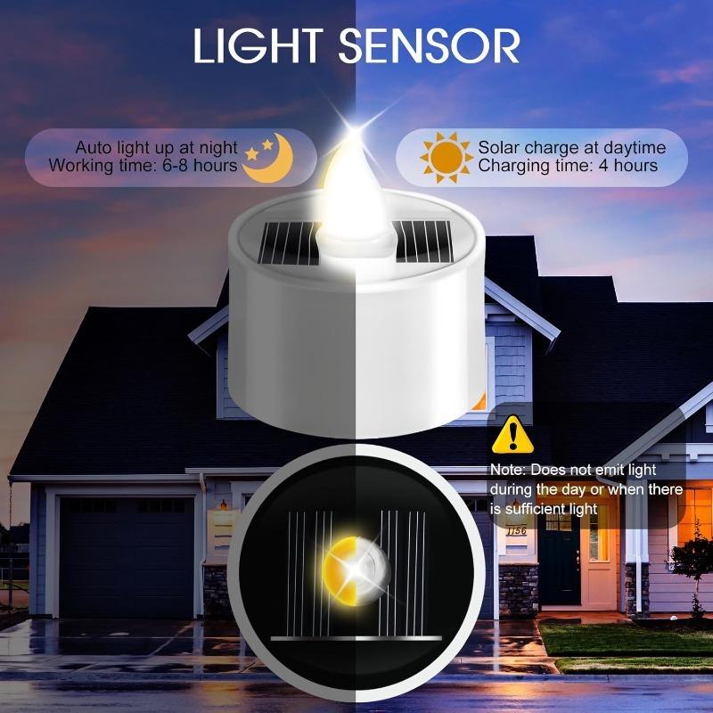 Solar Powered Candle Tea Lights Flameless Fake LED Electronic Candles Outdoor Christmas Small Tea Candles Home Decor