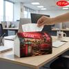 2D Flat, 1pc Tissue Box, Printed On Both Sides, Tissue Box with Retro Diner Scene with Red Car and Checkered Floor Decorative Storage Box for Holiday