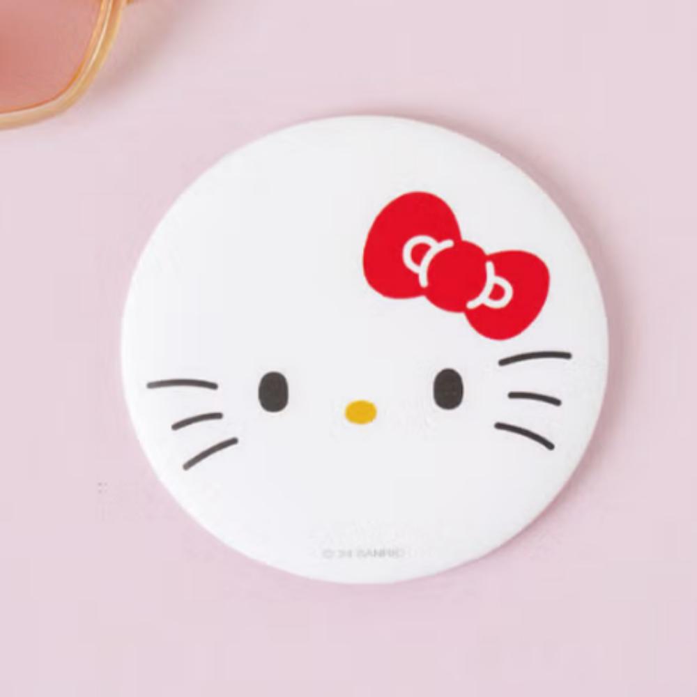 Круглое ручное зеркало Hello Kitty, белое