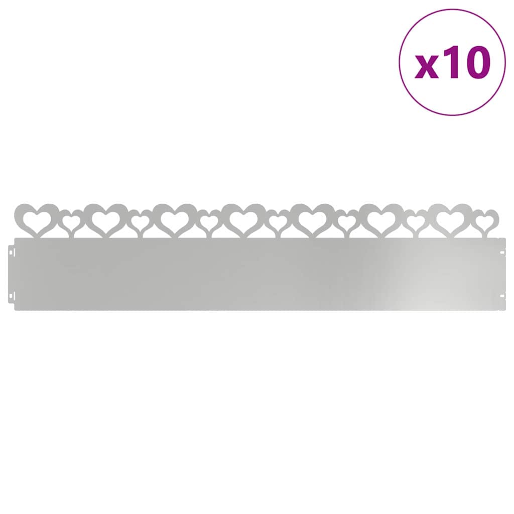 Lawn Edging 10 pcs Silver 103 x 0.05 x 22 cm Galvanized Steel