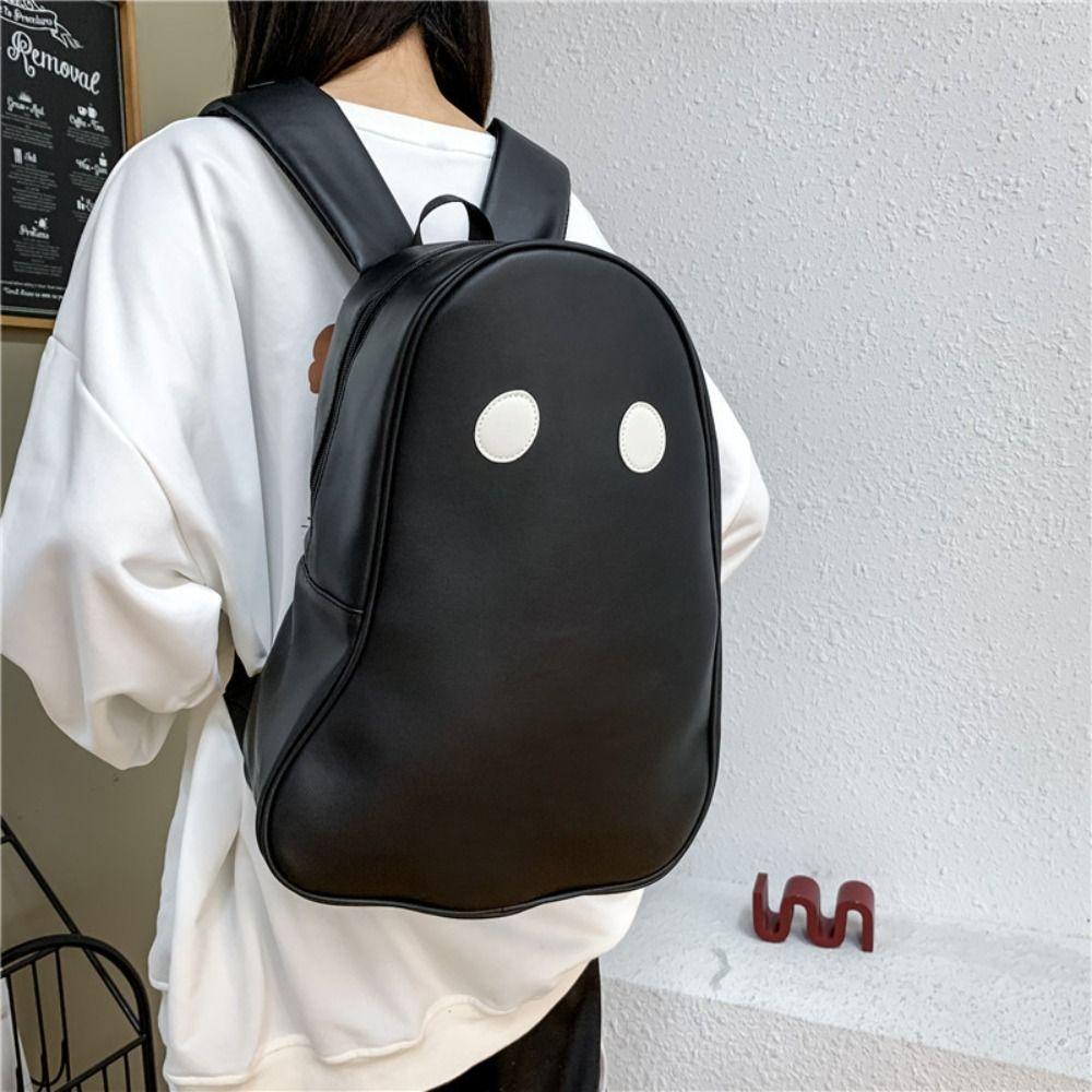 Harajuku Style Students Book Bag Pu Leather Shoulder Bag Portable Ghost Backpack Travel
