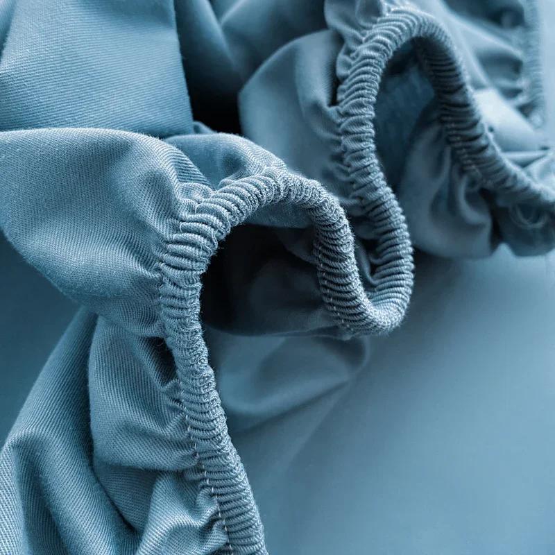 Простыня из египетского хлопка с вышивкой и резинкой, простой противоскользящий регулируемый наматрасник, мягкая удобная простыня