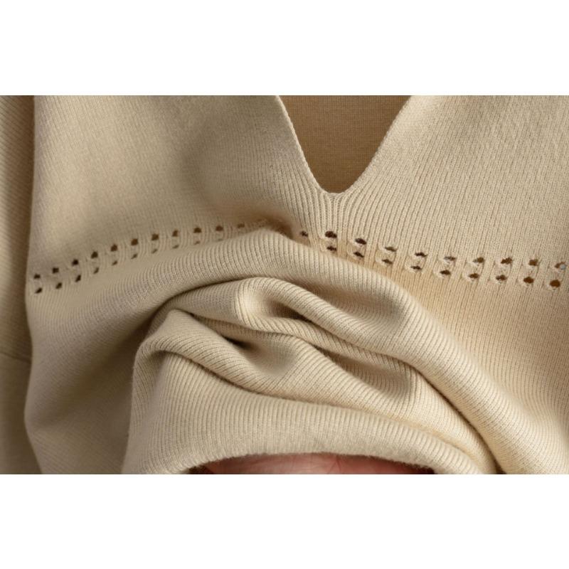 Autumn and Winter New Knit Sweater Set POLO Collar Ladies Simple Trend V-neck Solid Color Loose Slim Dress
