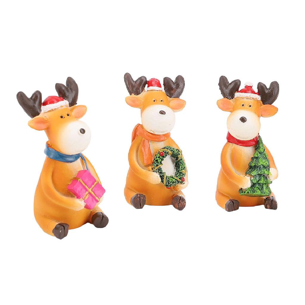 Рождественский олень, украшение из смолы, статуэтка, мультяшный милый лось, настольное украшение для рабочего стола