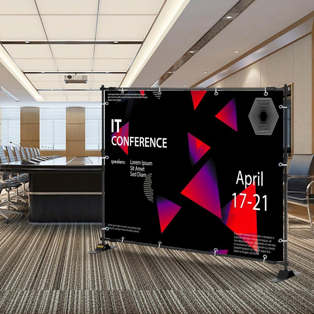 Step and Repeat 8'x8'- 10'x8' Backdrop Banner Stand Adjustable Telescopic Height and Width Retractable Banner Stand with Carrying Bag