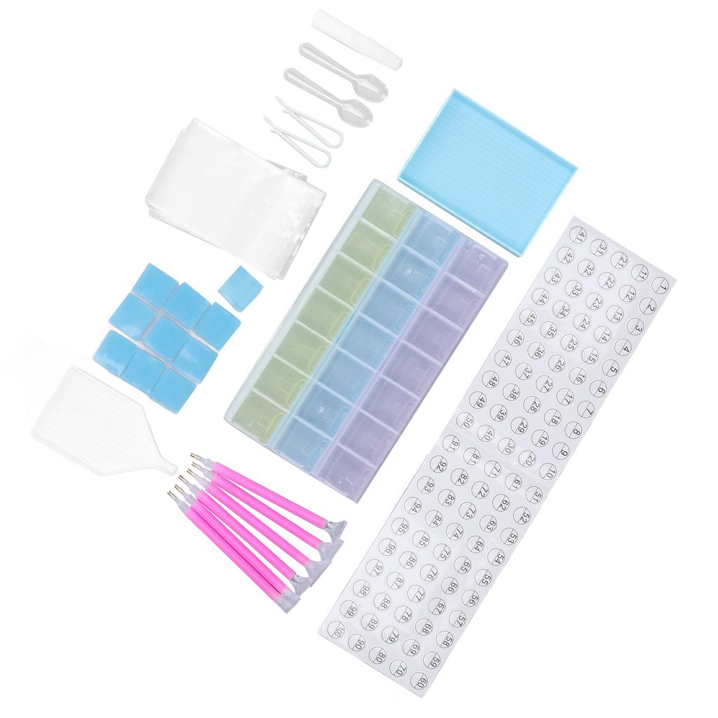 Rhinestone Painting Tool Set with Storage Box Point Drill Pen Spot Drilling Mud Storage Box Rhinestone Painting Kit