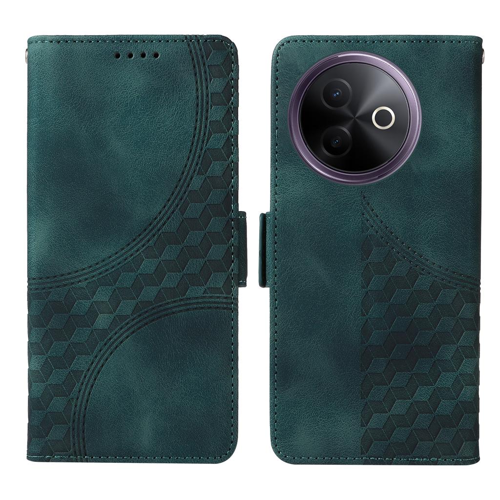 For vivo Y300i 5G/vivo Y39 5G Leather Cases Wallet Rhombus Imprinted Phone Cover Stand with Strap