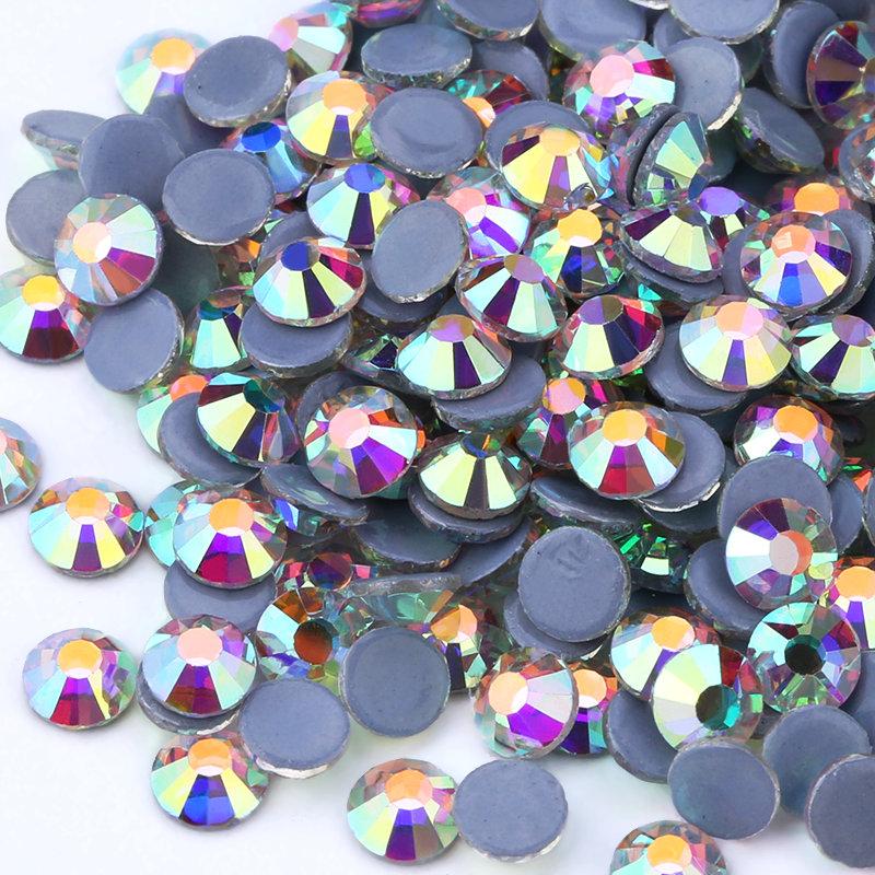 Pujiang Crystal Ab SS3-SS40 Hot Fix Clear Flatback Strass Sewing Rhinestones Hotfix Transfer DMC Stones for Fabric Garment