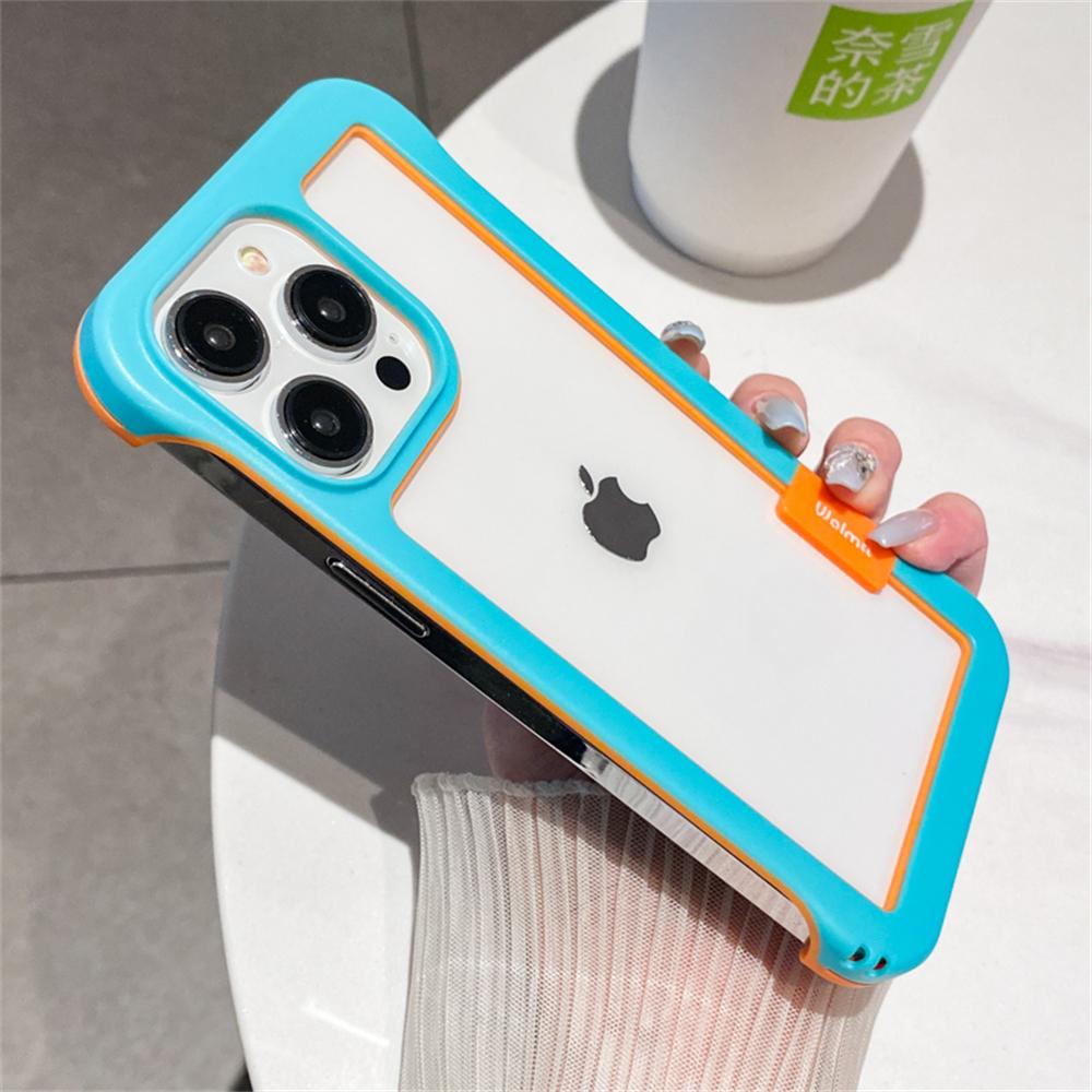 Безрамочный прозрачный чехол конфетного цвета для iPhone 17 16 15 14 13 12 11 Pro Max XS XR Plus Ударопрочная броня Акриловая жесткая крышка из поликарбоната
