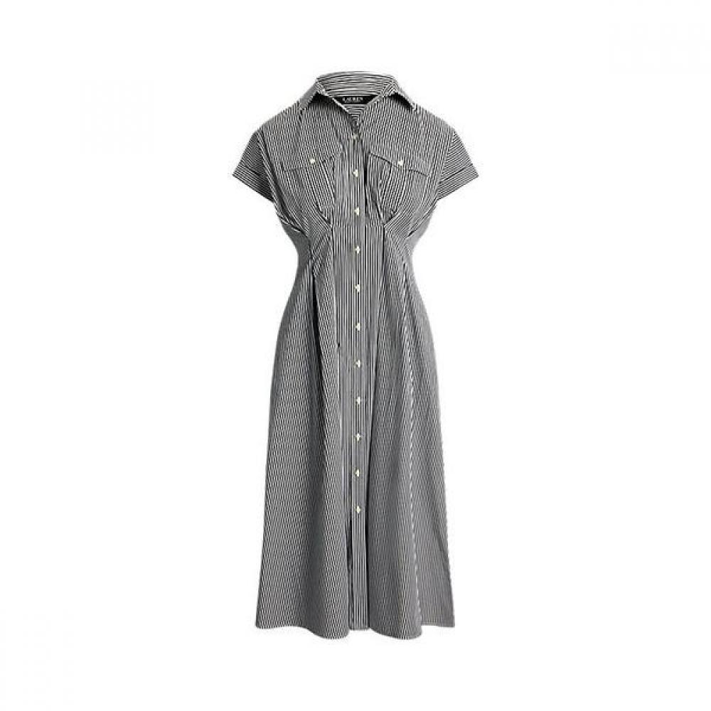 Lauren Ralph Lauren Stripe Pleated Shirt Dress Wmlrdrssn820178001