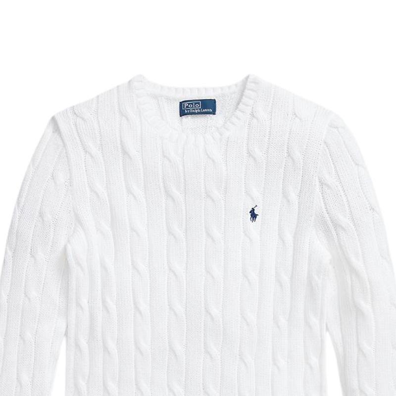 Polo Ralph Lauren Пуловер с круглым вырезом, вышитым логотипом, с длинным рукавом, женский свитер, белый WMPOSWENC020660-100