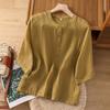 Retro Double Linen Top Women's Cardigan Summer Thin Shirt Temperament Outerwear Shirt