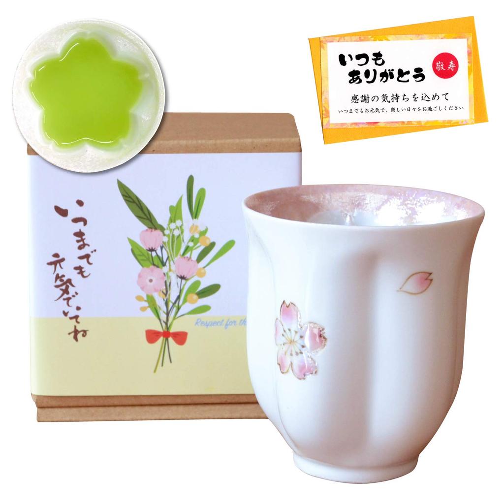 Respect for the Aged Day Gift Grandma A Present of Gratitude Cherry Blossom Teacup Arita Ware Mai Sakura Pink Message Card Included for the Aged Day