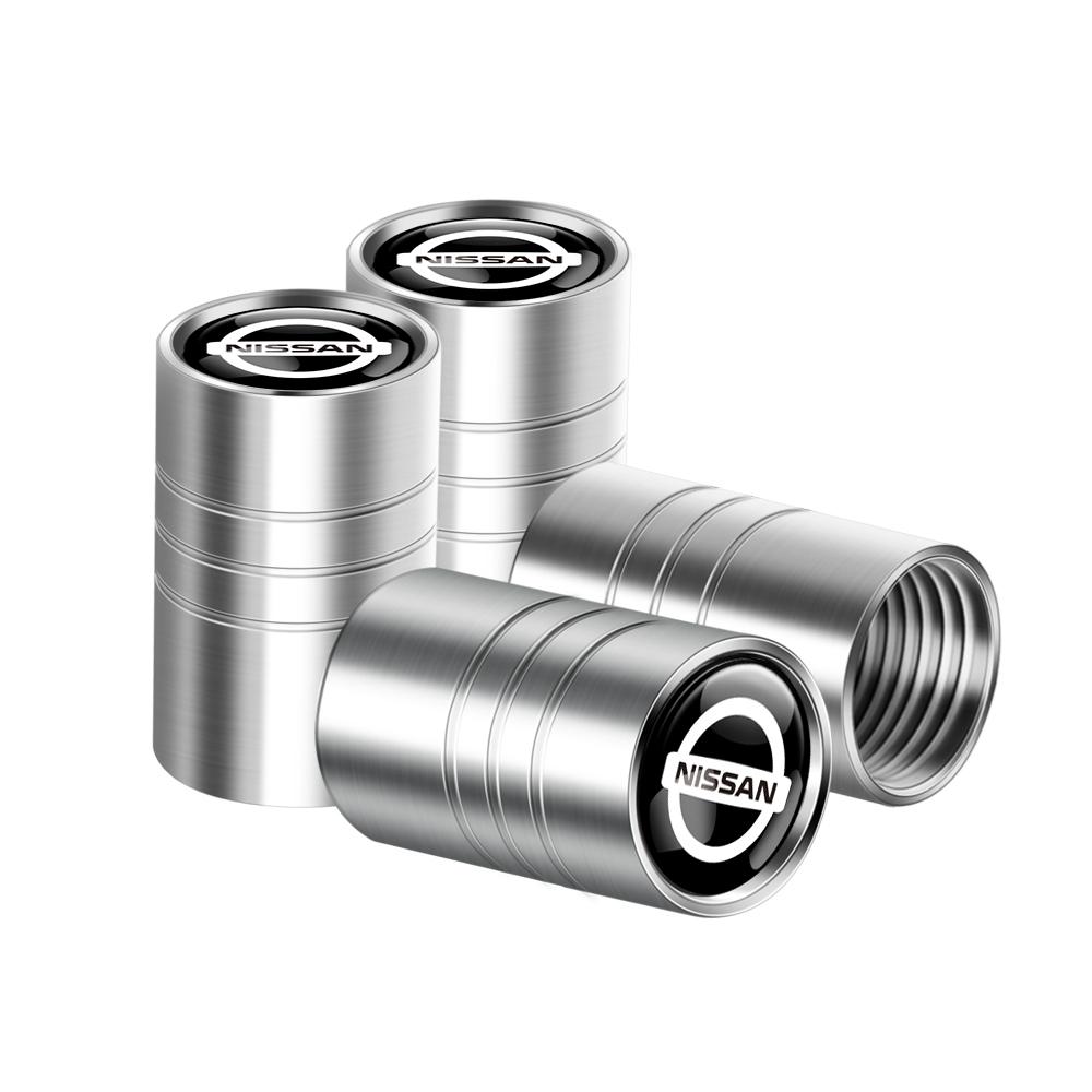 ARE4 4Pcs Metal Car Wheel Tire Valve Caps Stem Covers Accessories For Nissan X-trail GTR Nismo Qashqai Note Juke Sentra Patrol Micra
