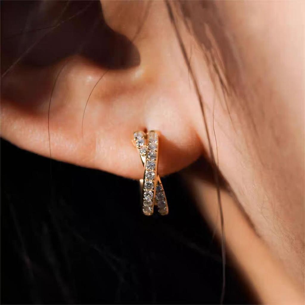 Fashion Jewelry 925 Sterling Silver Cross Hoop Earring Jewelry Women 18K Gold Plated Versatile 925 Silver Earring