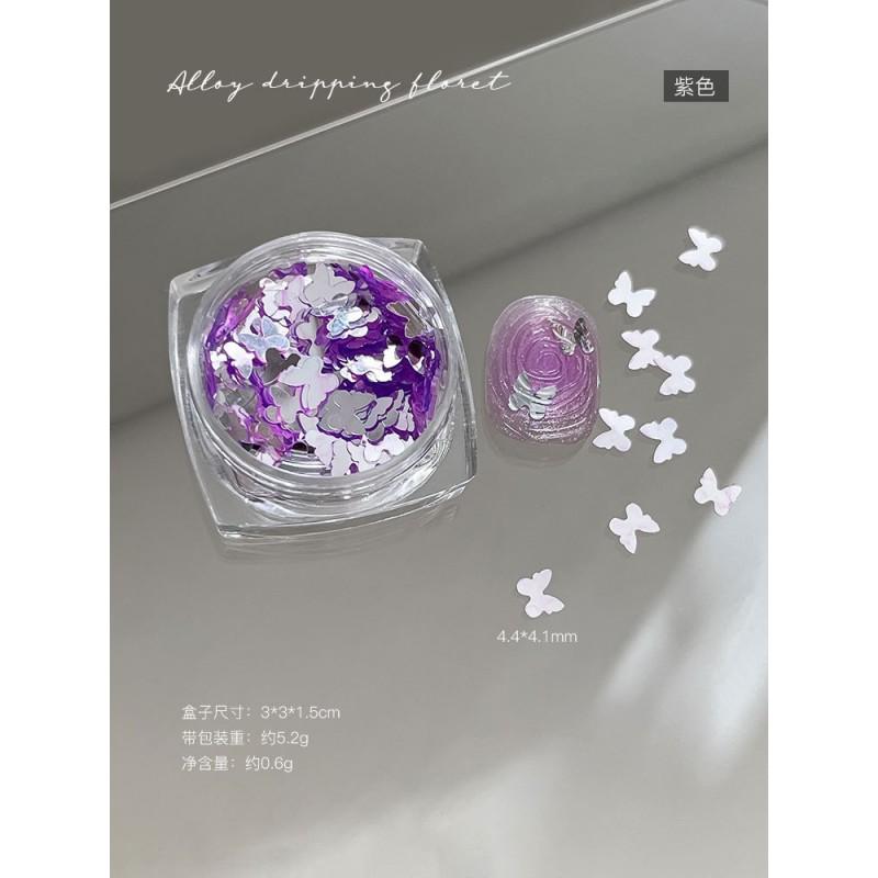 High Shiny Round Tail Butterfly Nail Art Sequins Macaron Ultra-thin Iridescent Decorations
