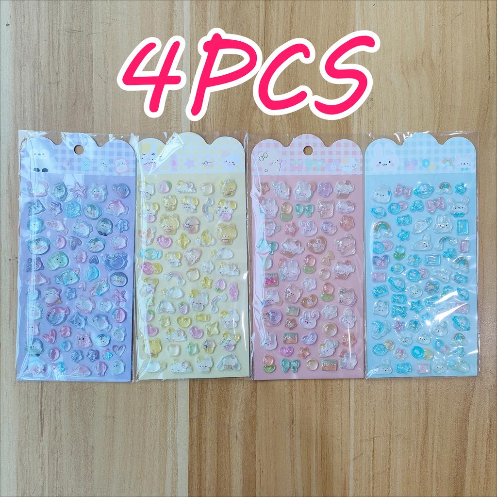 3D Relief Crystal Stickers - Cute Cartoon Decals For Kids Reward Toys, Waterproof Phone Case Diy Kawaii Decor Gift Presents