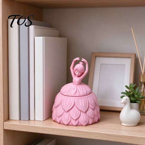 Jewelry Organizer for Girls 3D Printed Ballerina Box with Lid, Decorative Trinket Storage Jar PLA Case Rings Earrings, Elegant Ballet Dancer